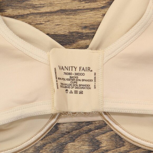 Vanity Fair Size Beauty Back Smoothing Minimizer Bra Damask Neutral Brown 38DDD - Picture 5 of 9